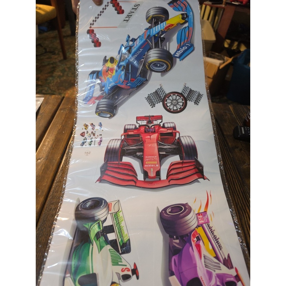 Race Cars Wall Sticker Sheet Self Adhesive PVC Wall Decor